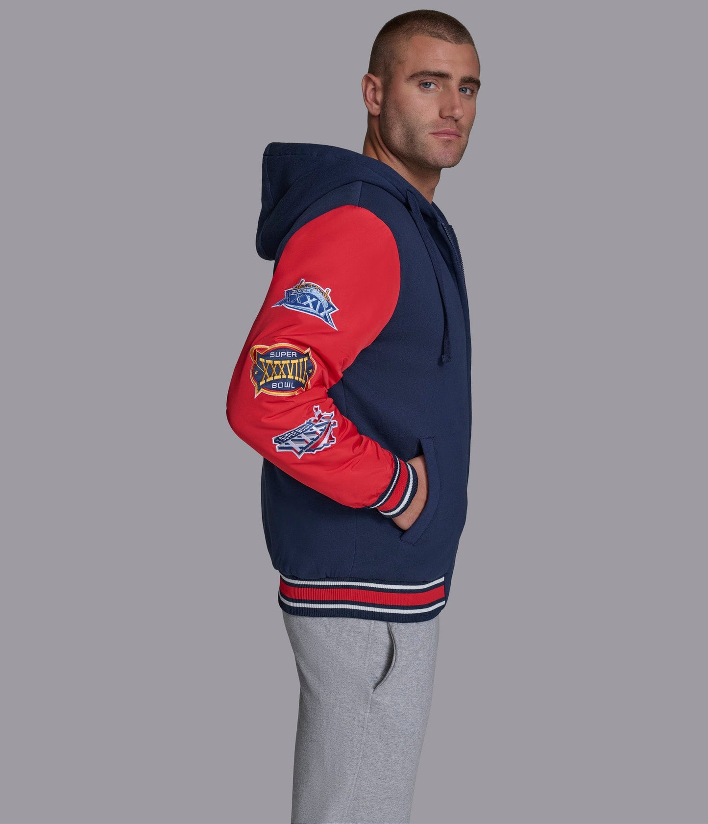 New England Patriots Player Option Color Blocked Full Zip Hoodie