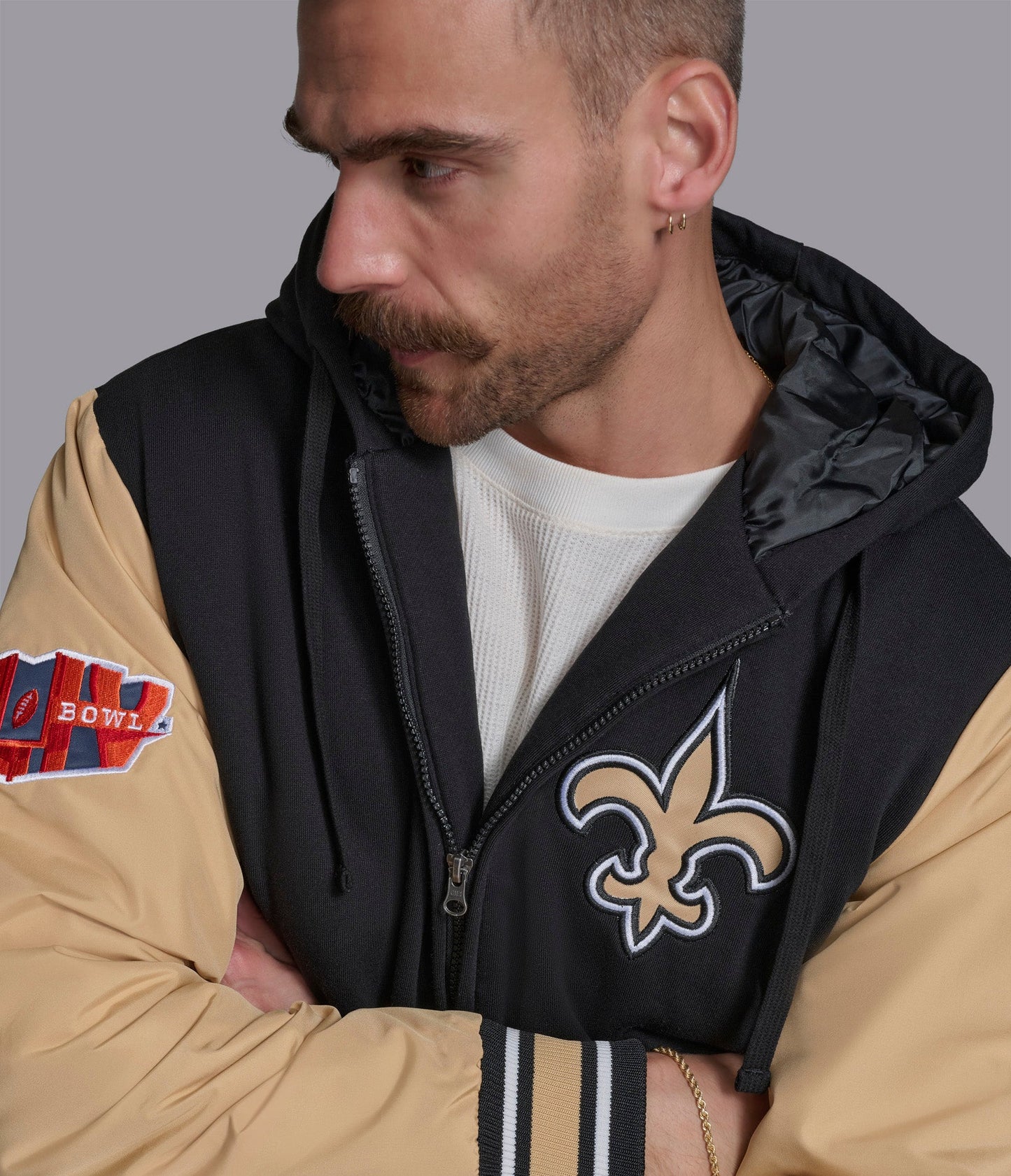 New Orleans Saints Player Option Color Blocked Full Zip Hoodie