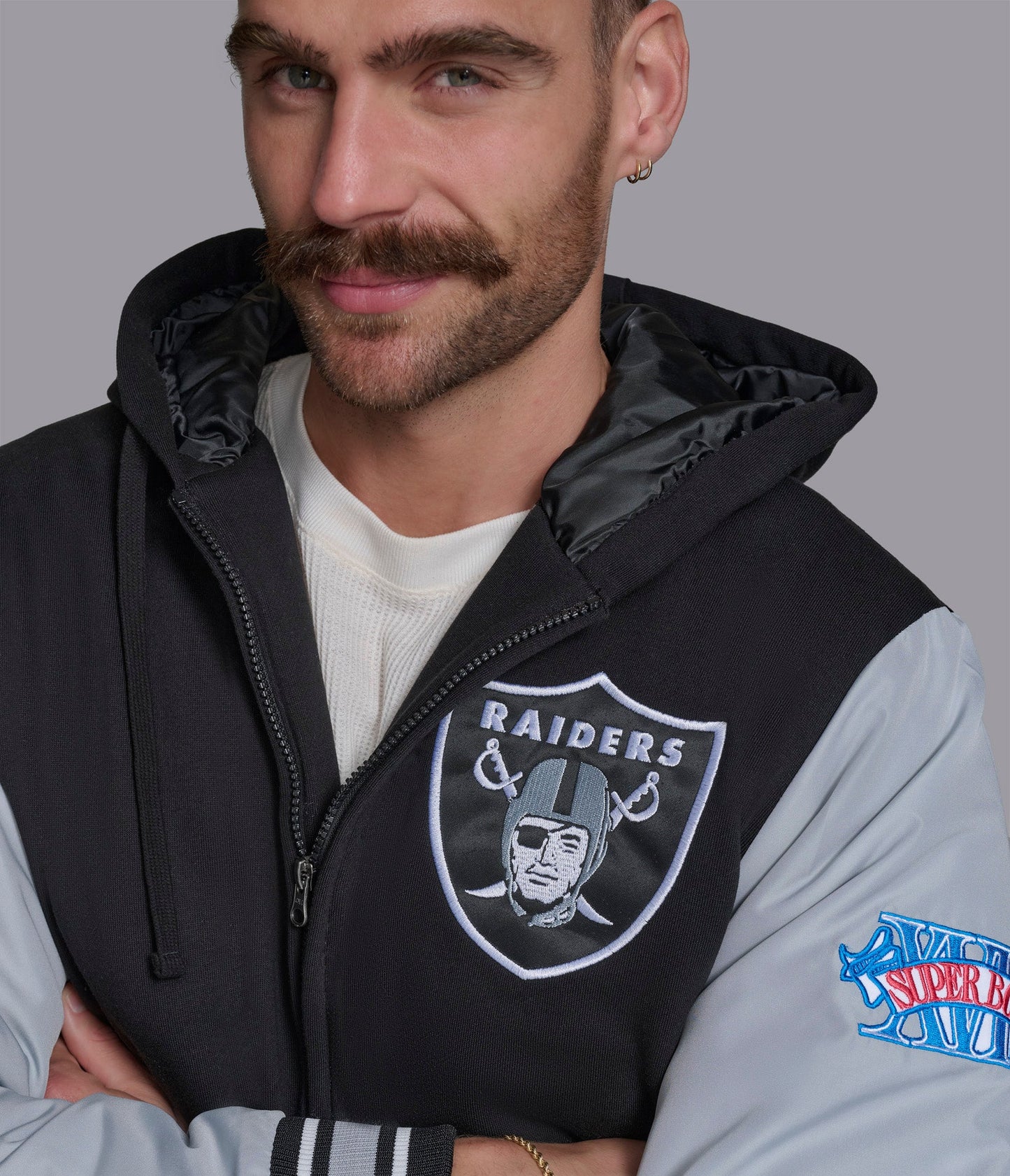 Raiders Player Option Color Blocked Full Zip Hoodie