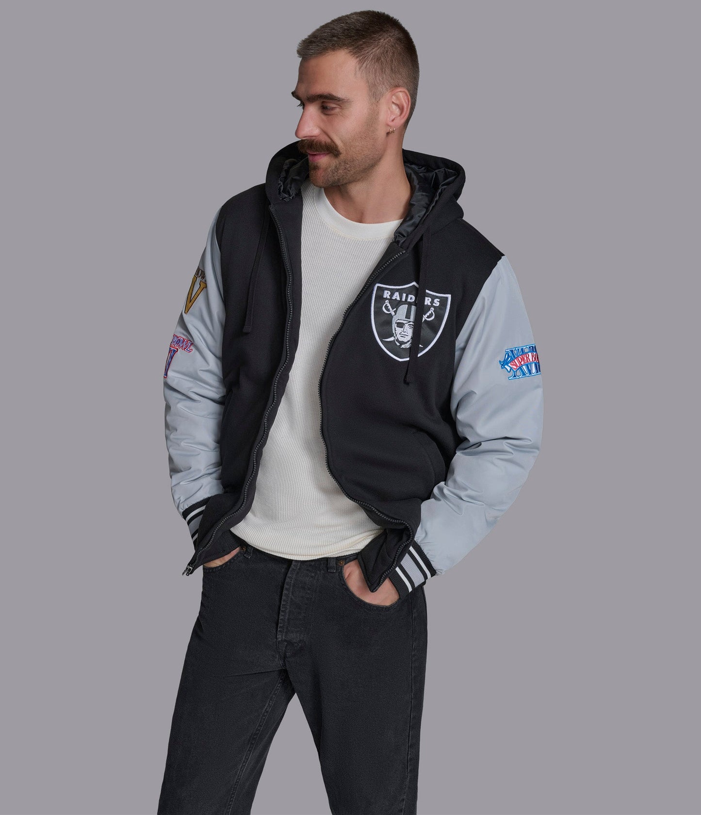 Raiders Player Option Color Blocked Full Zip Hoodie