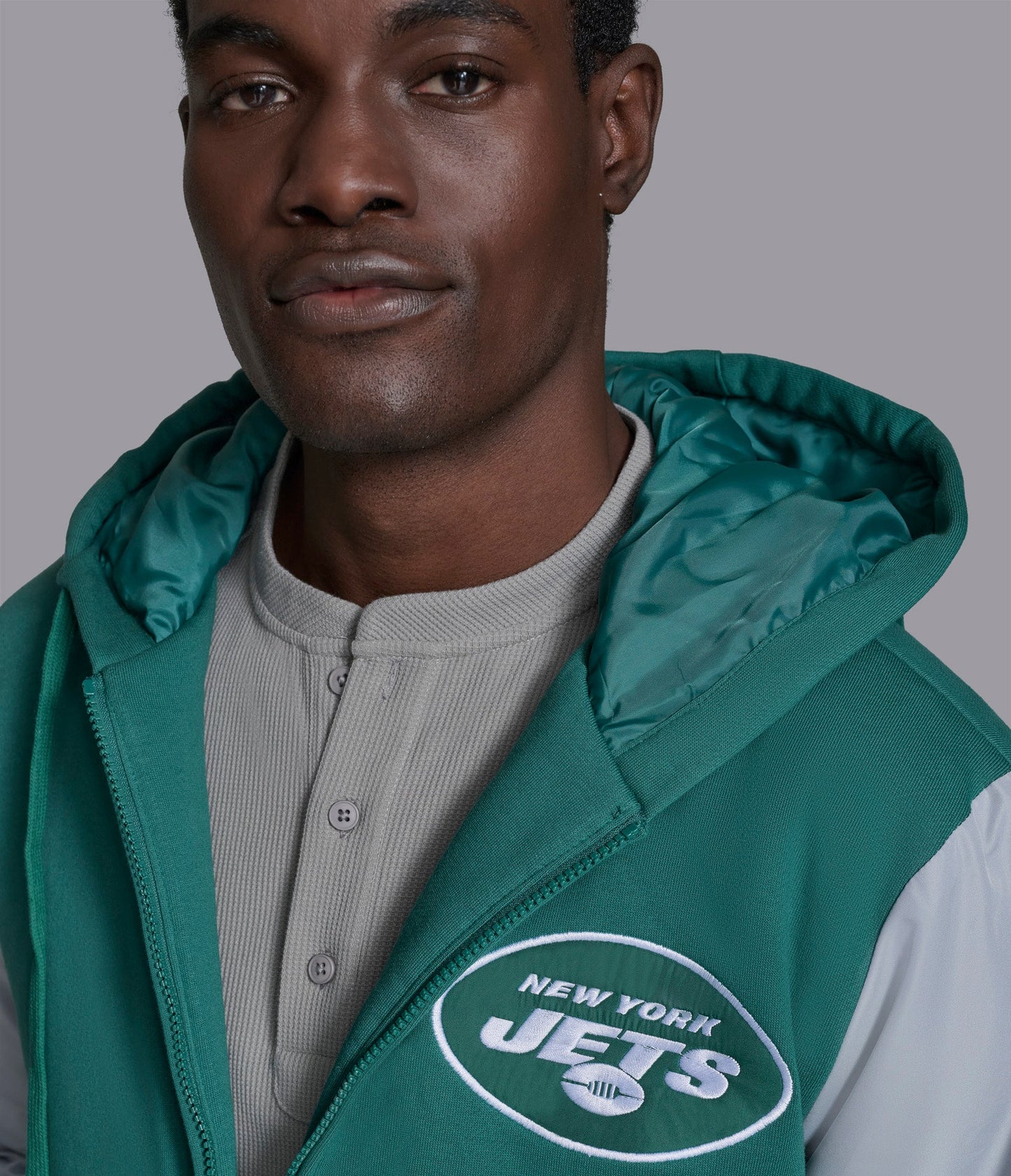 NY Jets Player Option Color Blocked Full Zip Hoodie