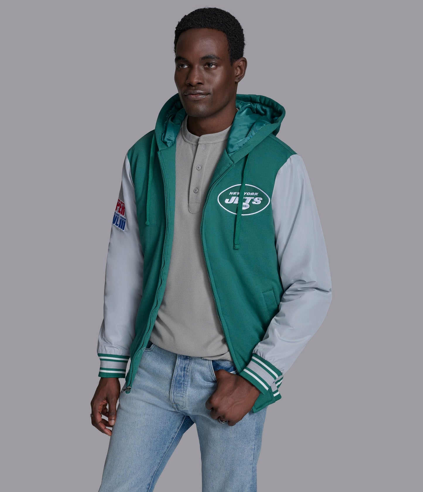 NY Jets Player Option Color Blocked Full Zip Hoodie