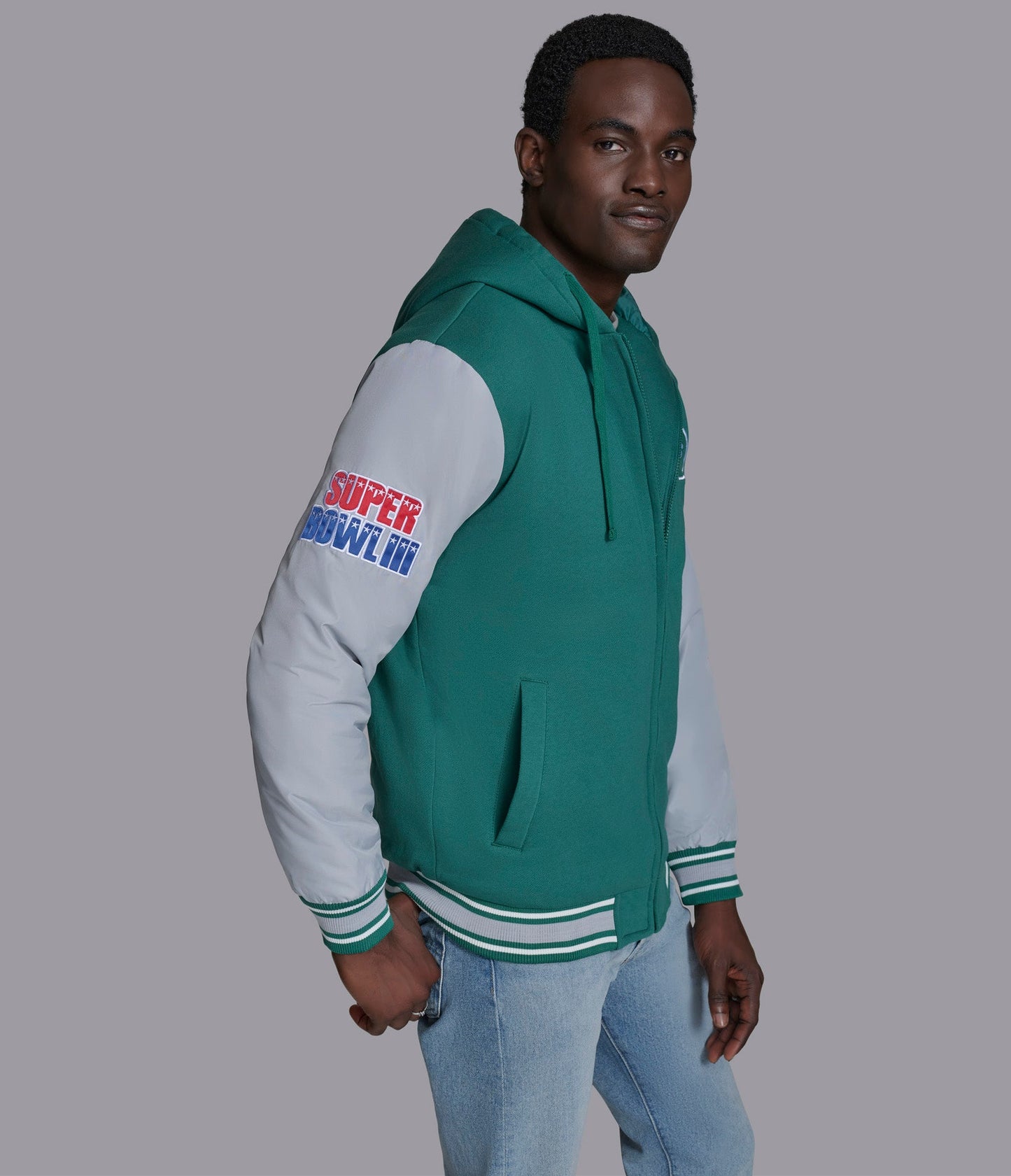 NY Jets Player Option Color Blocked Full Zip Hoodie