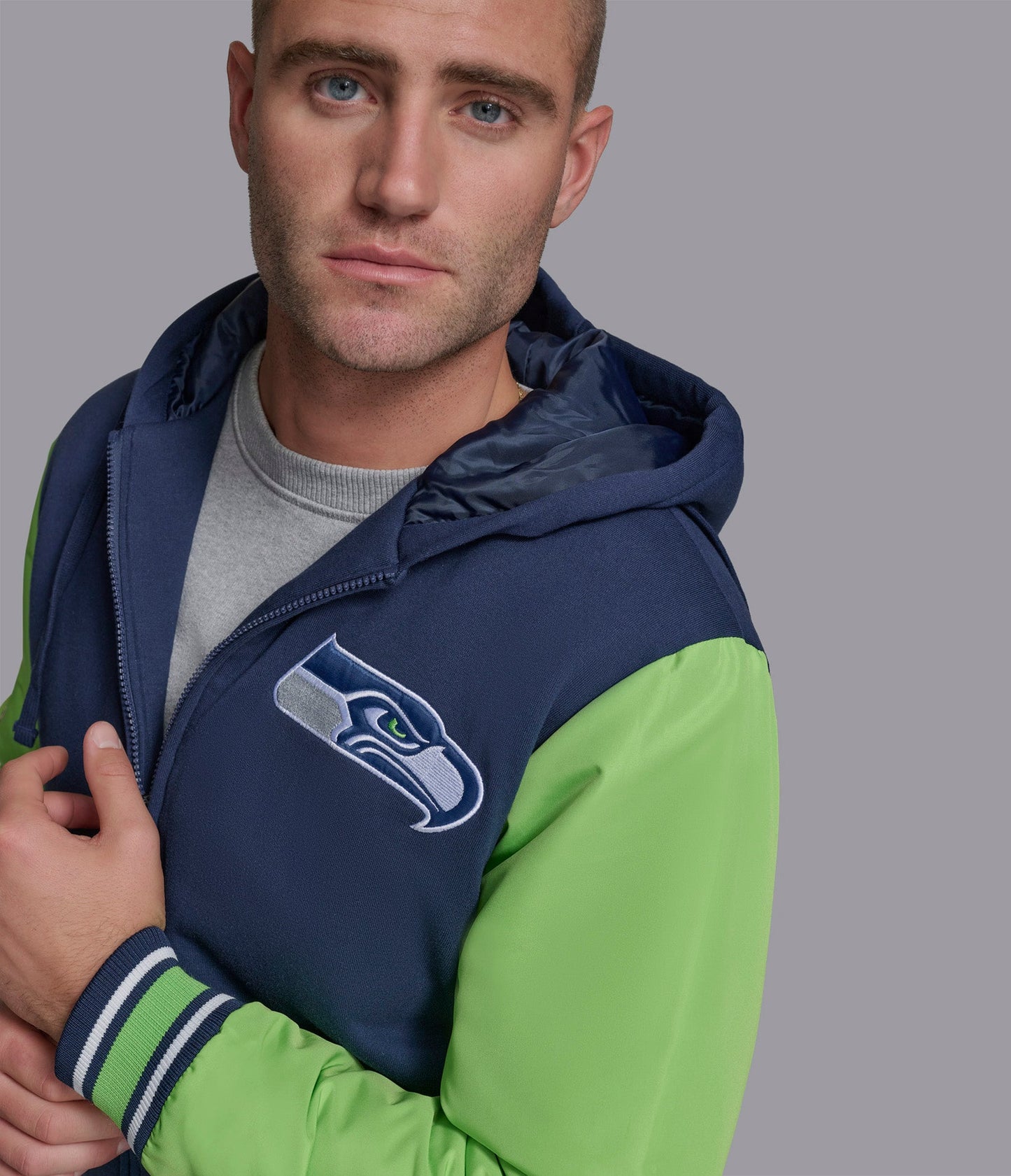 Seattle Seahawks Player Option Color Blocked Full Zip Hoodie