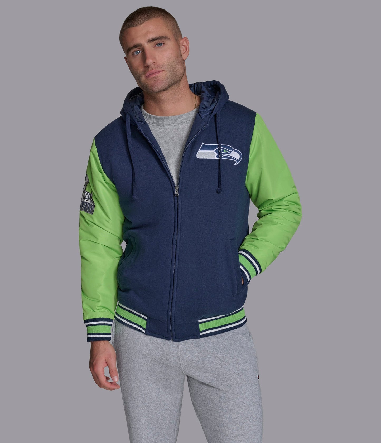 Seattle Seahawks Player Option Color Blocked Full Zip Hoodie