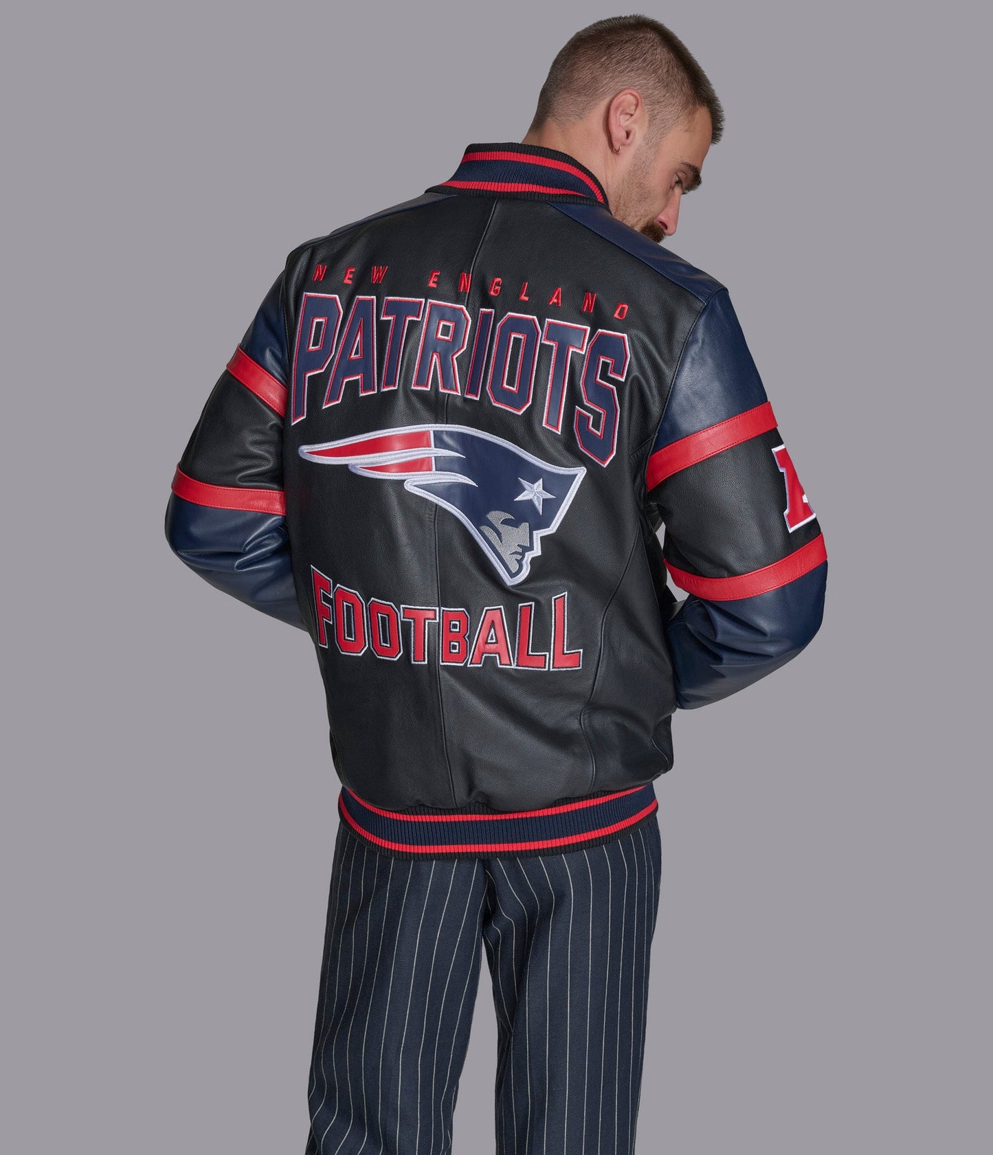 New England Patriots South Paw Leather Jacket