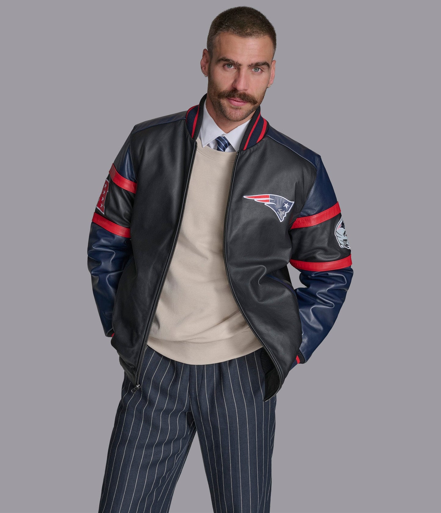 New England Patriots South Paw Leather Jacket