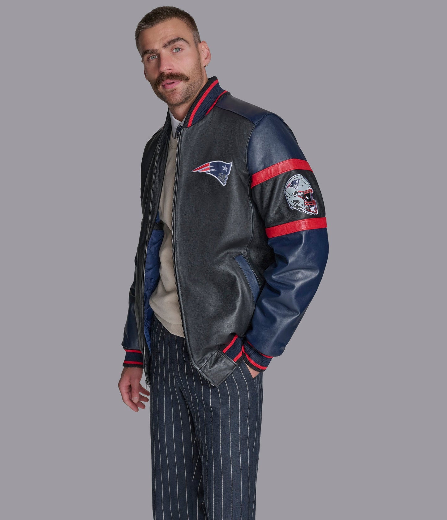 New England Patriots South Paw Leather Jacket