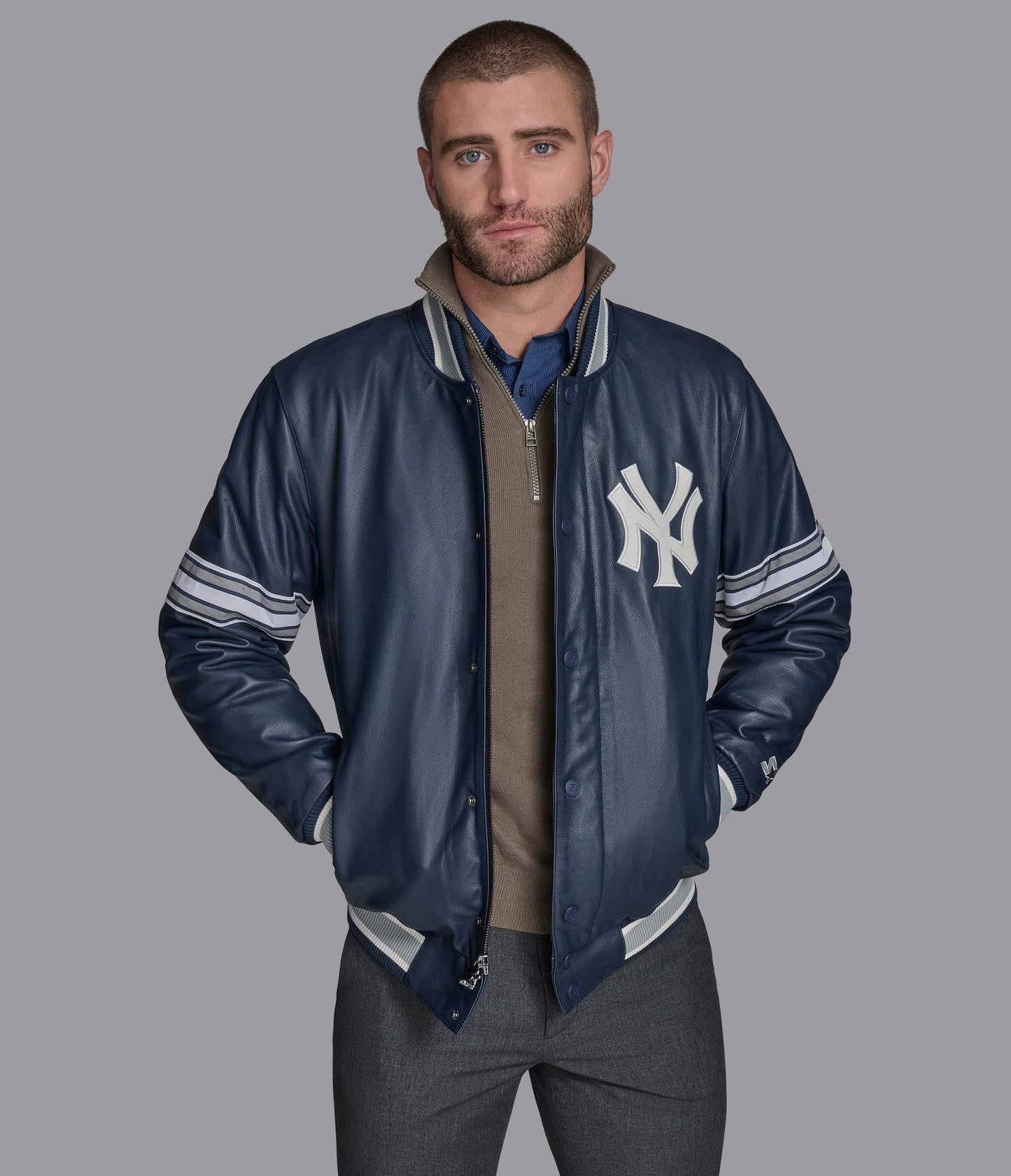 NY Yankees Leather Varsity Jacket