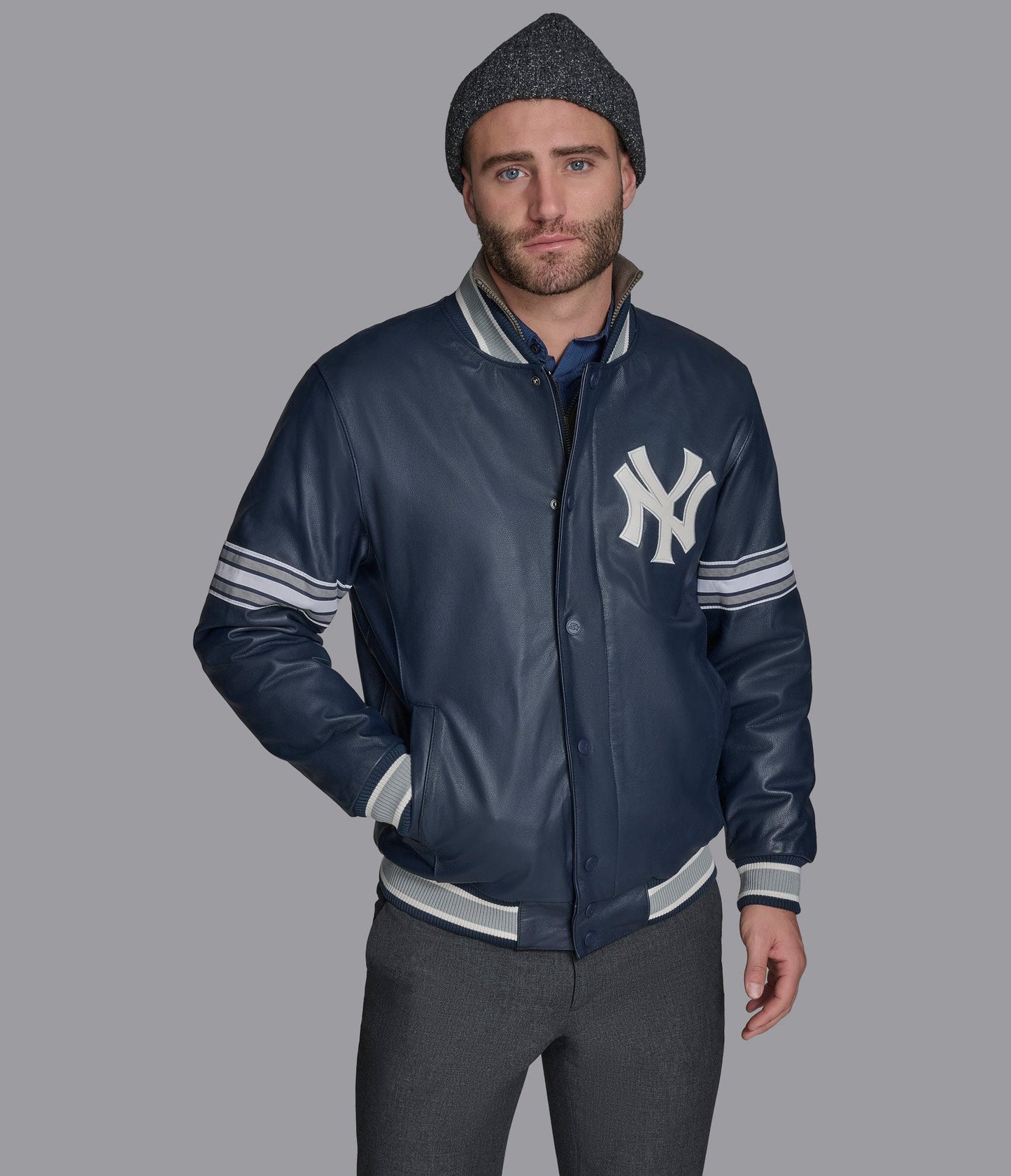 NY Yankees Leather Varsity Jacket