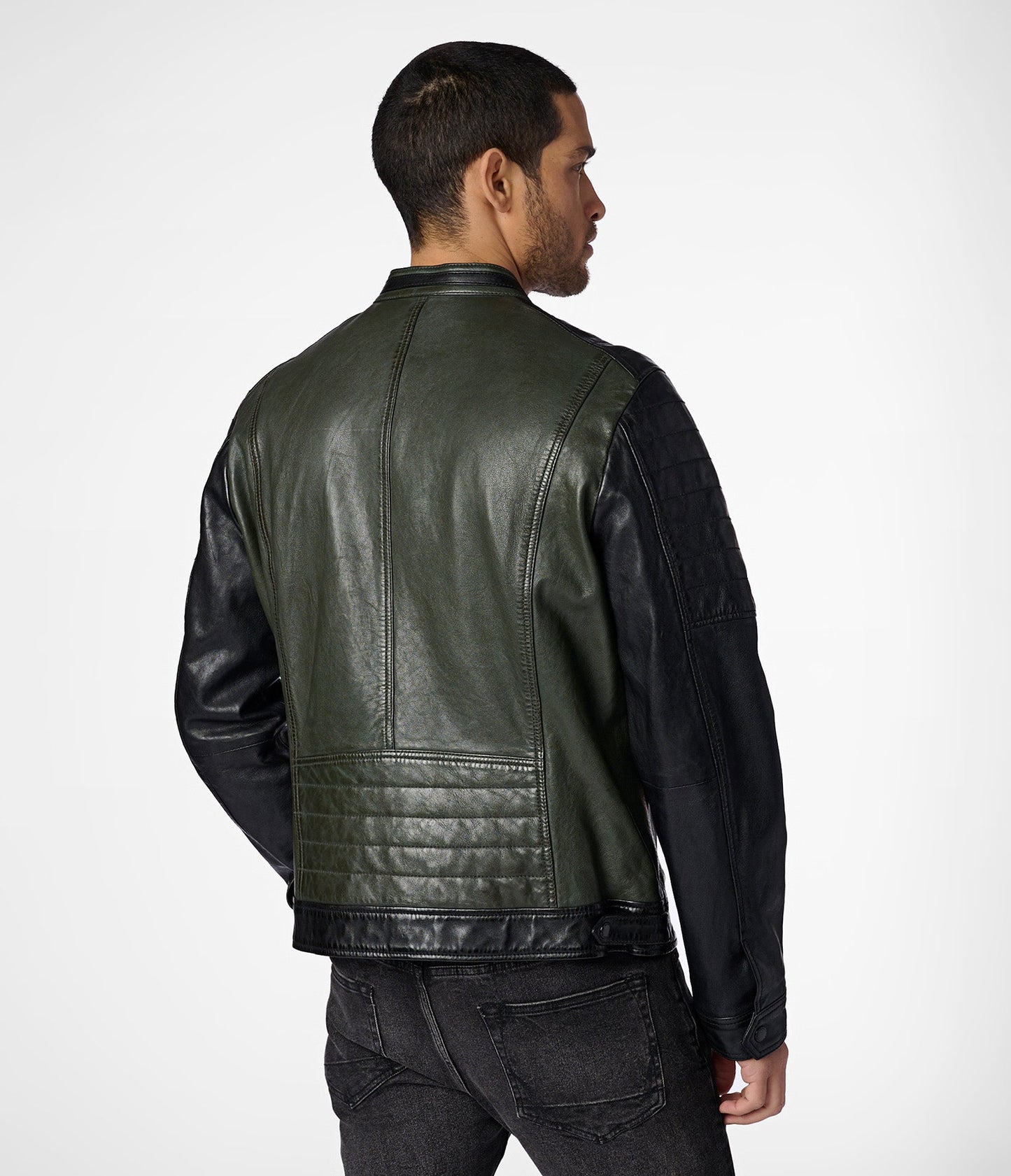 Drake Color Block Leather Jacket