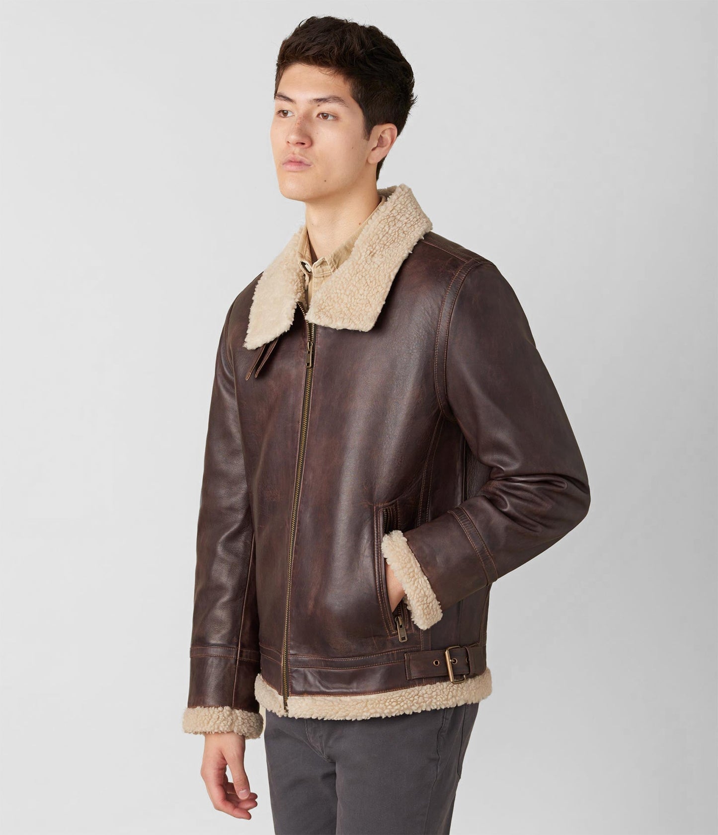 Ryan Leather Jacket With Fur Collar