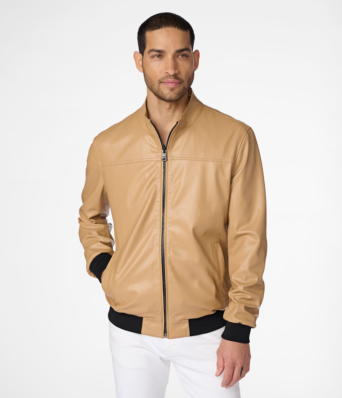 Faux Leather Bomber