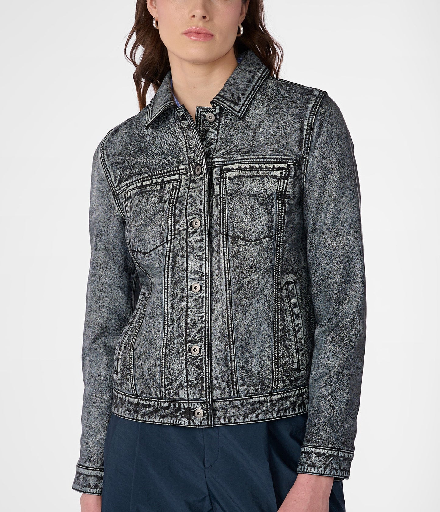 Addison Leather Denim Jacket